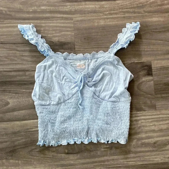 SO Tops - Light blue western tank top cropped